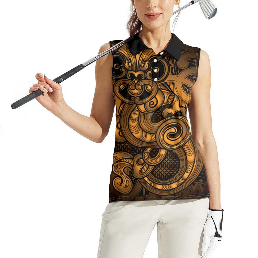 Aotearoa Maori Hei Tiki Women Sleeveless Polo Shirt Koura Kowhaiwhai Puhoro Motif LT9 - Polynesian Pride