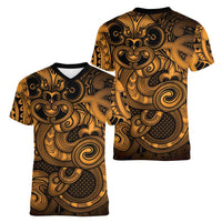 Aotearoa Maori Hei Tiki Women V-Neck T-Shirt Koura Kowhaiwhai Puhoro Motif LT9 - Polynesian Pride