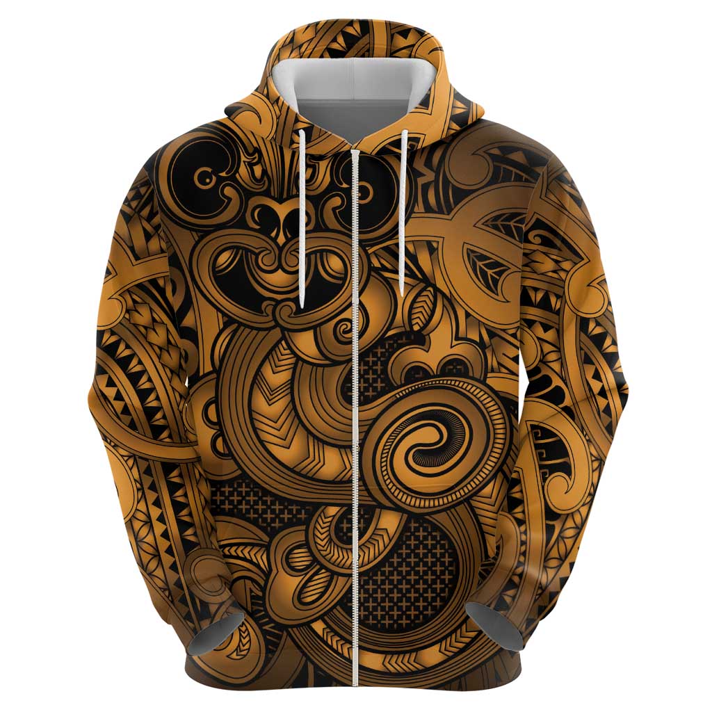 Aotearoa Maori Hei Tiki Zip Hoodie Koura Kowhaiwhai Puhoro Motif