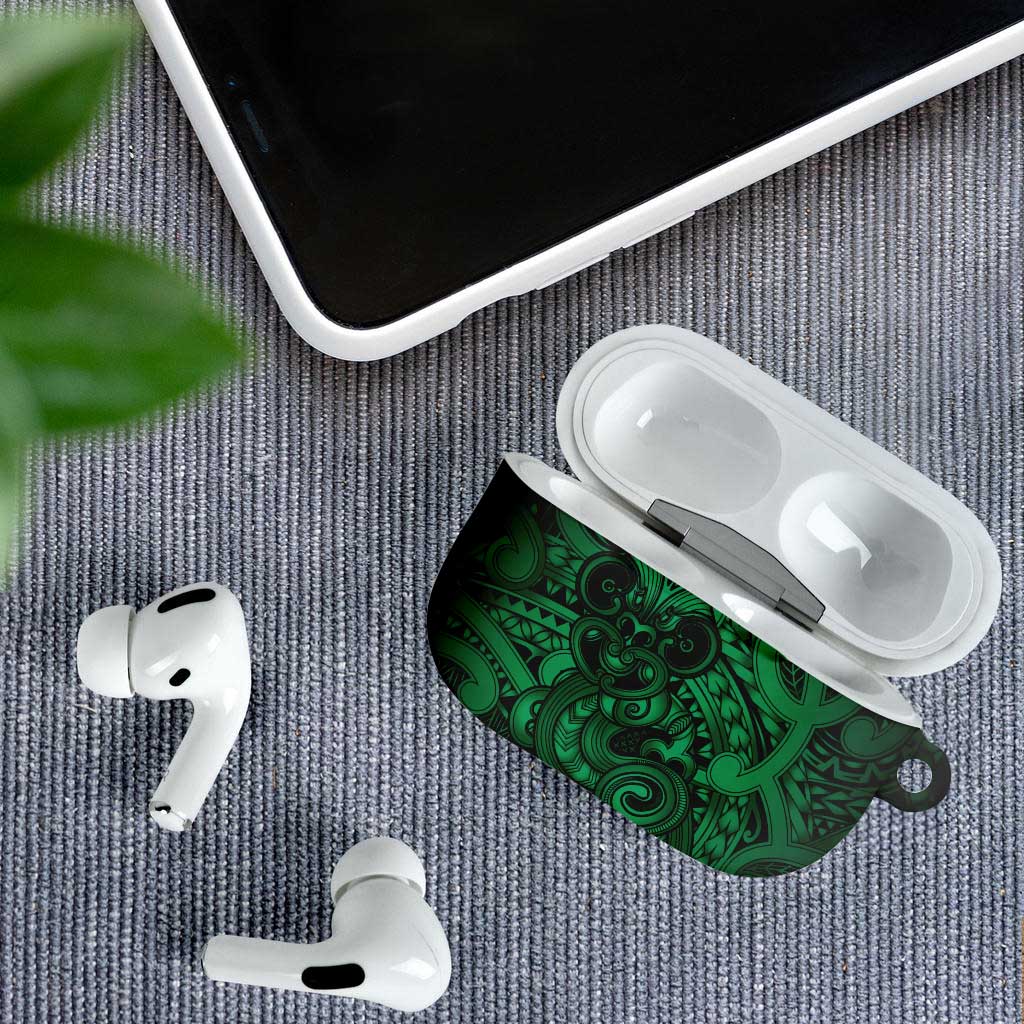 Aotearoa Maori Hei Tiki AirPods Case Kakariki Kowhaiwhai Puhoro Motif