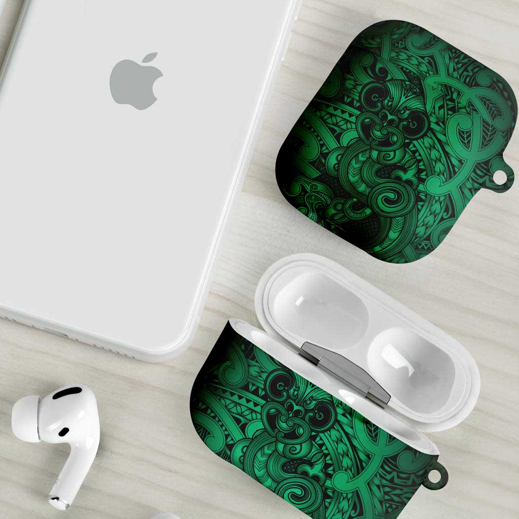 Aotearoa Maori Hei Tiki AirPods Case Kakariki Kowhaiwhai Puhoro Motif