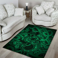 Aotearoa Maori Hei Tiki Area Rug Kakariki Kowhaiwhai Puhoro Motif