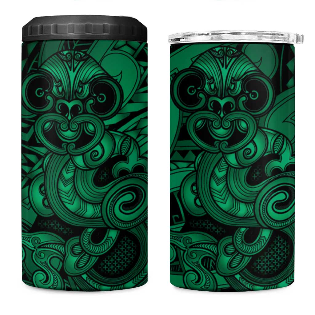 Aotearoa Maori Hei Tiki 4 in 1 Can Cooler Tumbler Kakariki Kowhaiwhai Puhoro Motif LT9 One Size: 16 oz Green - Polynesian Pride