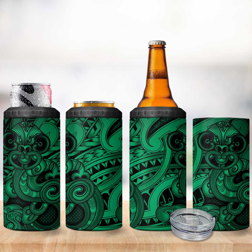 Aotearoa Maori Hei Tiki 4 in 1 Can Cooler Tumbler Kakariki Kowhaiwhai Puhoro Motif LT9 - Polynesian Pride