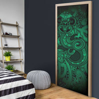 Aotearoa Maori Hei Tiki Door Cover Kakariki Kowhaiwhai Puhoro Motif