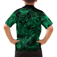 Aotearoa Maori Hei Tiki Family Matching Puletasi and Hawaiian Shirt Kakariki Kowhaiwhai Puhoro Motif LT9 - Polynesian Pride