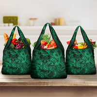 Aotearoa Maori Hei Tiki Grocery Bag Kakariki Kowhaiwhai Puhoro Motif