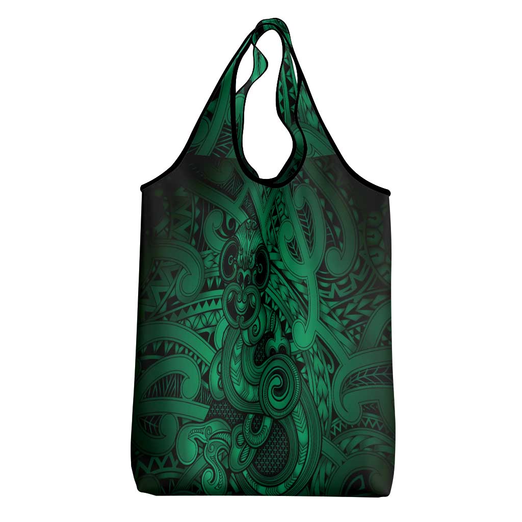 Aotearoa Maori Hei Tiki Grocery Bag Kakariki Kowhaiwhai Puhoro Motif
