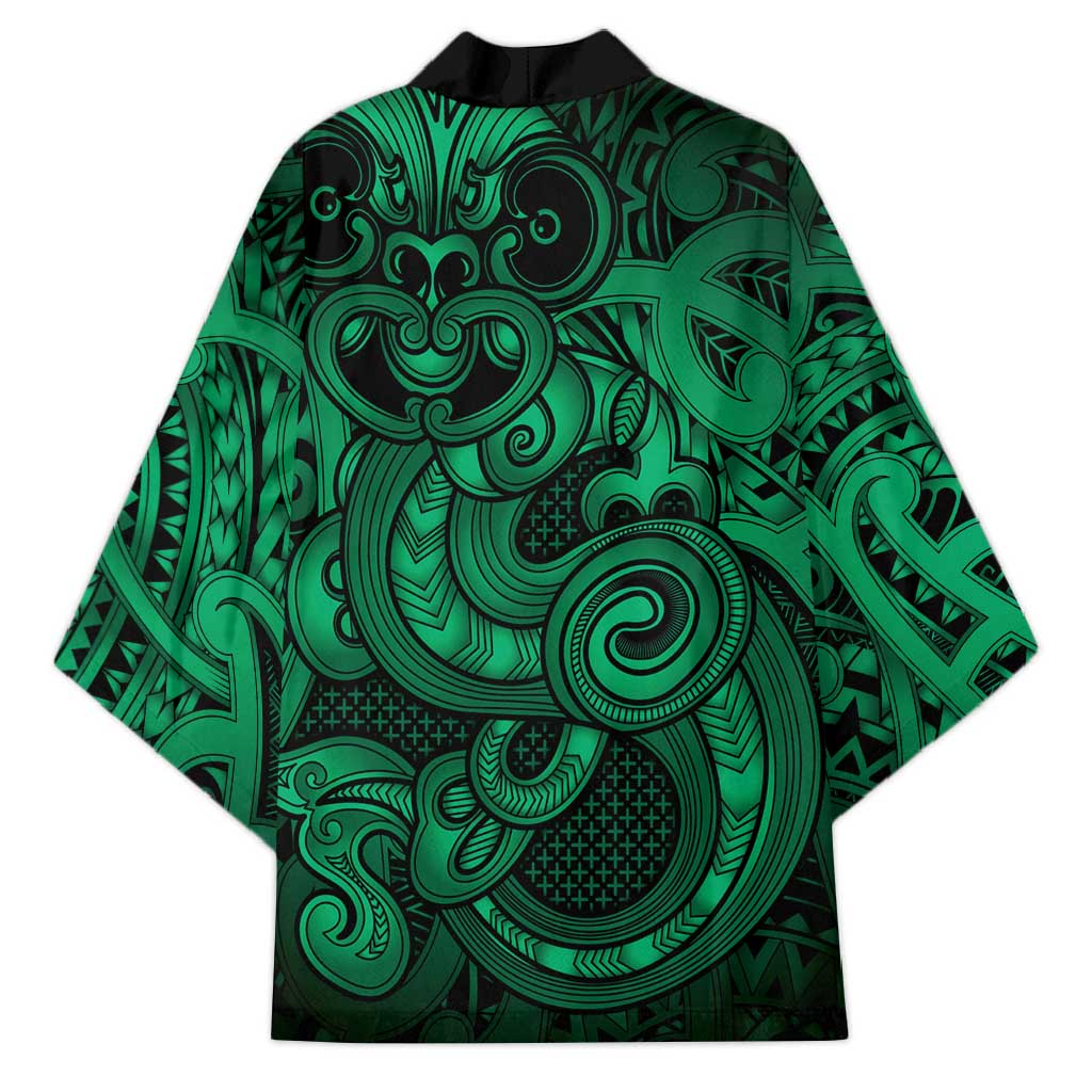 Aotearoa Maori Hei Tiki Kimono Kakariki Kowhaiwhai Puhoro Motif