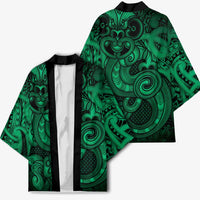 Aotearoa Maori Hei Tiki Kimono Kakariki Kowhaiwhai Puhoro Motif