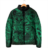 Aotearoa Maori Hei Tiki Padded Jacket Kakariki Kowhaiwhai Puhoro Motif