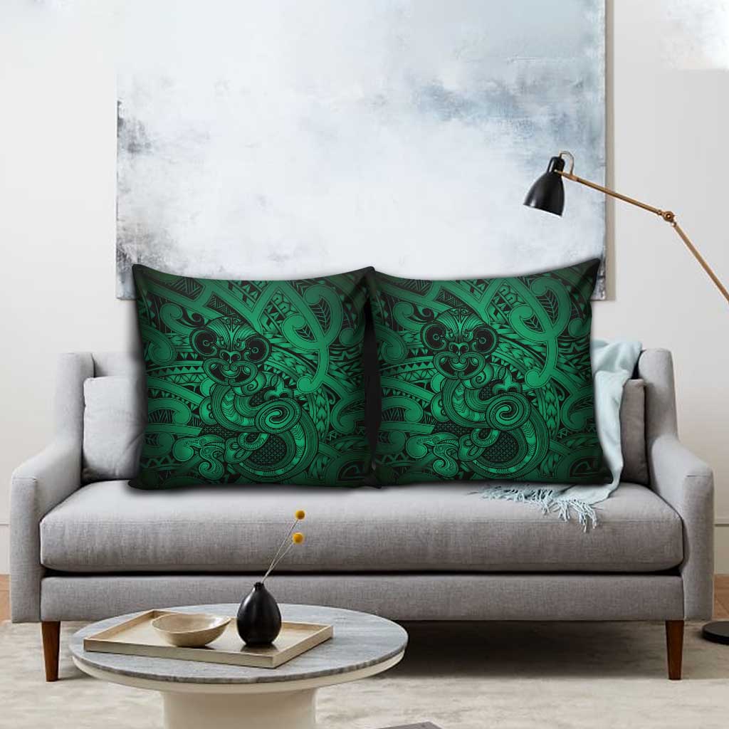 Aotearoa Maori Hei Tiki Pillow Cover Kakariki Kowhaiwhai Puhoro Motif LT9 - Polynesian Pride