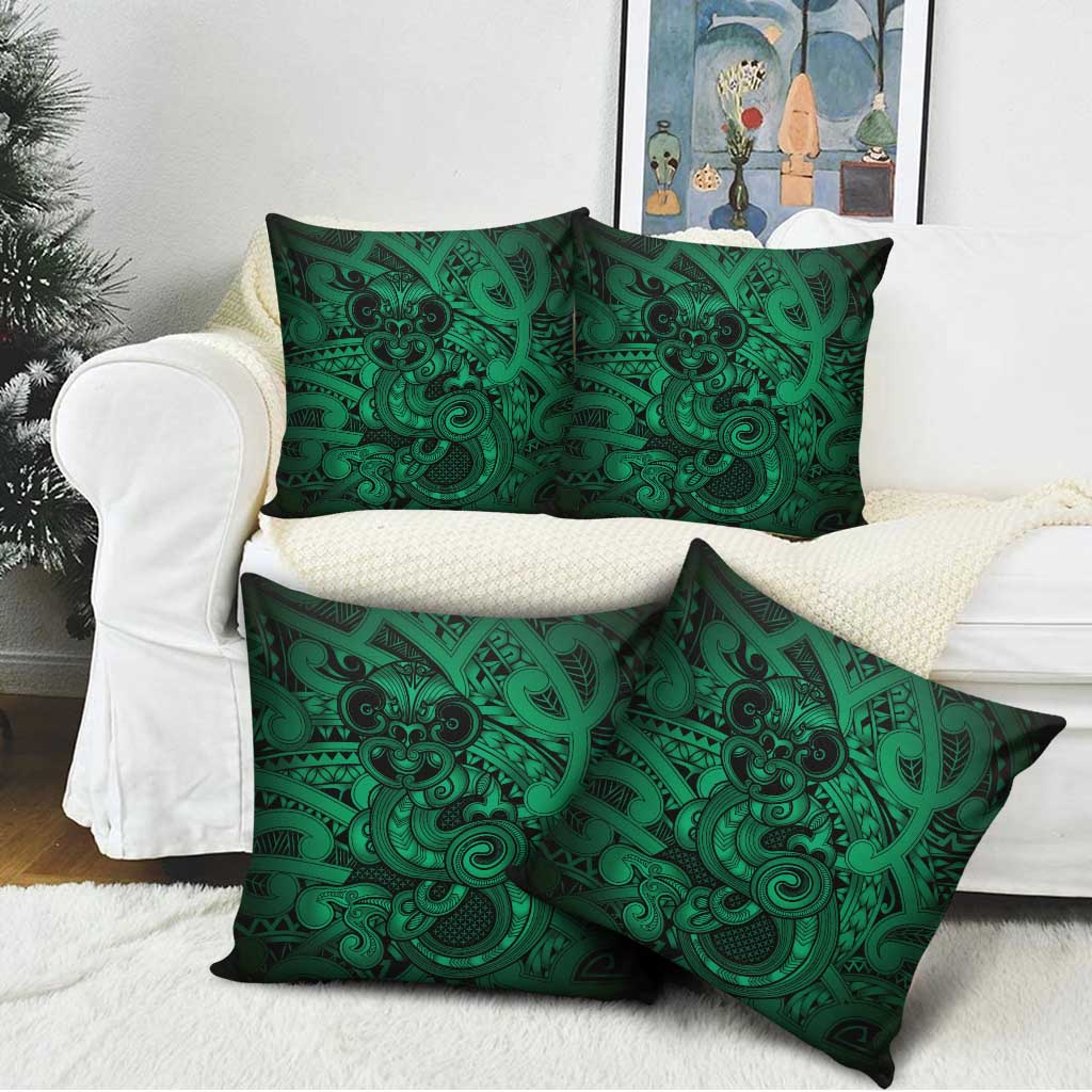 Aotearoa Maori Hei Tiki Pillow Cover Kakariki Kowhaiwhai Puhoro Motif LT9 - Polynesian Pride