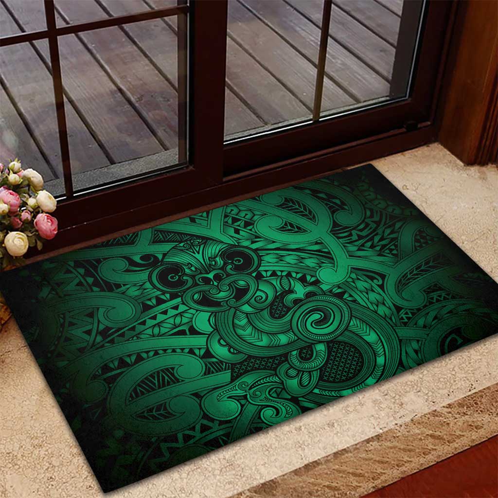 Aotearoa Maori Hei Tiki Rubber Doormat Kakariki Kowhaiwhai Puhoro Motif