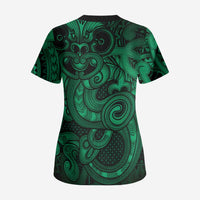 Aotearoa Maori Hei Tiki Scrub Top Kakariki Kowhaiwhai Puhoro Motif