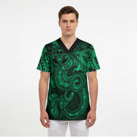 Aotearoa Maori Hei Tiki Scrub Top Kakariki Kowhaiwhai Puhoro Motif