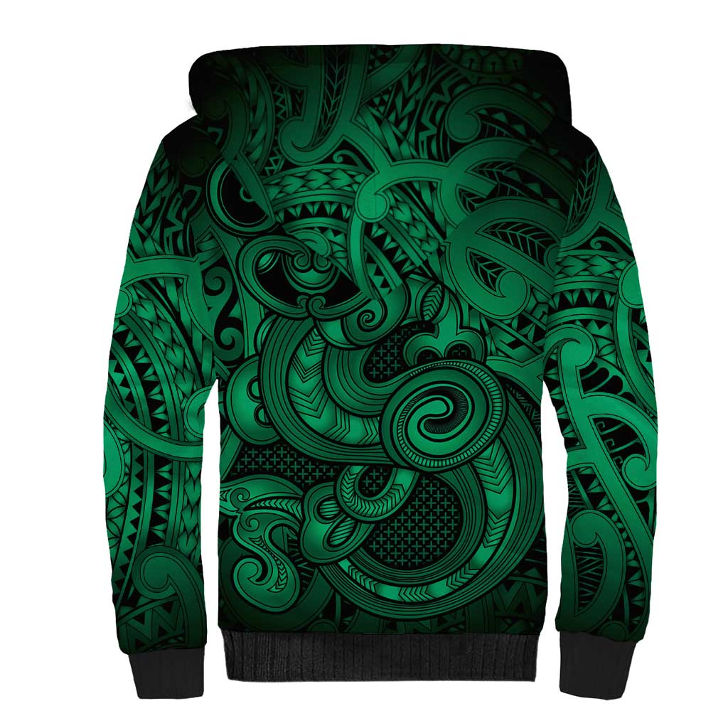 Aotearoa Maori Hei Tiki Sherpa Hoodie Kakariki Kowhaiwhai Puhoro Motif LT9 - Polynesian Pride