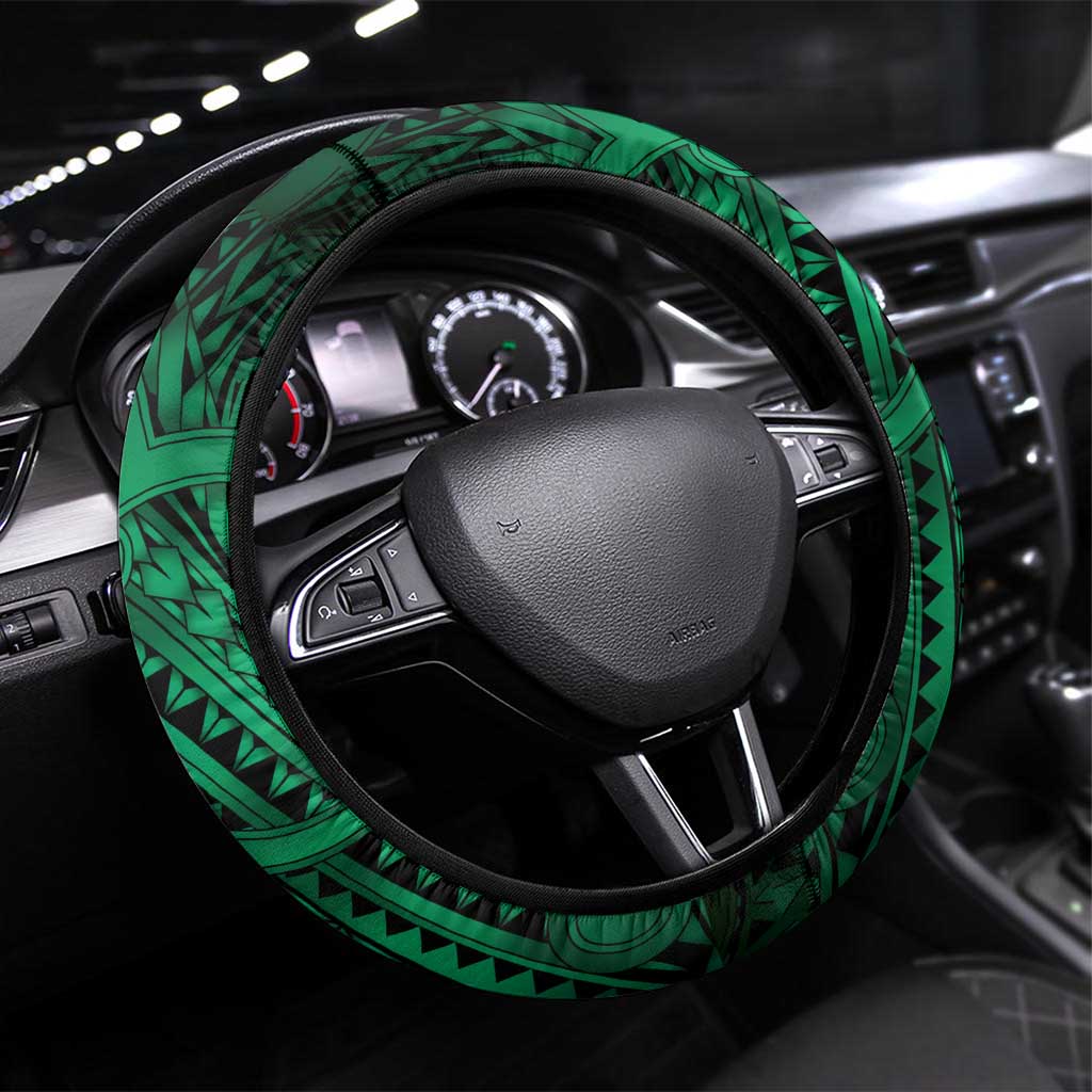 Aotearoa Maori Hei Tiki Steering Wheel Cover Kakariki Kowhaiwhai Puhoro Motif