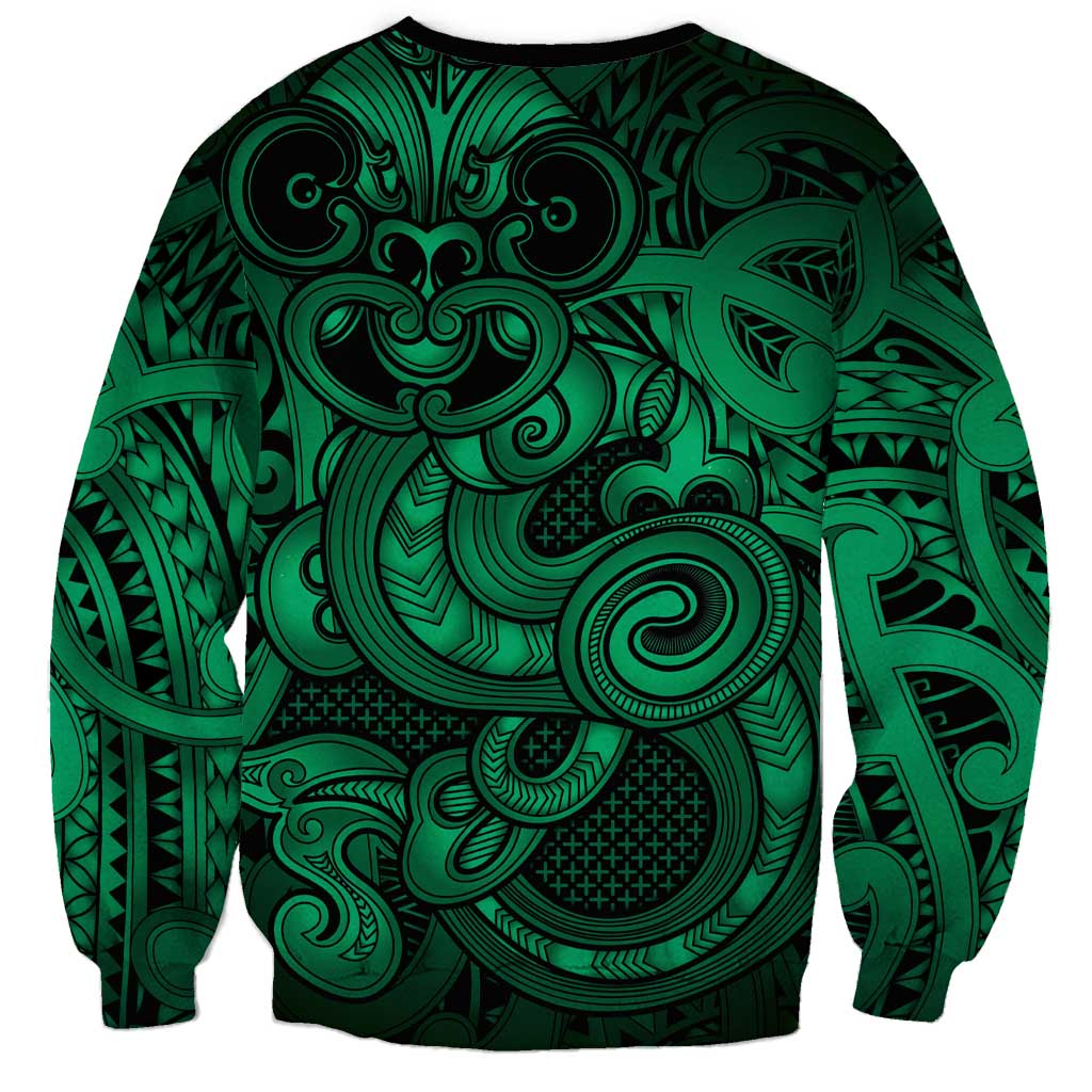 Aotearoa Maori Hei Tiki Sweatshirt Kakariki Kowhaiwhai Puhoro Motif