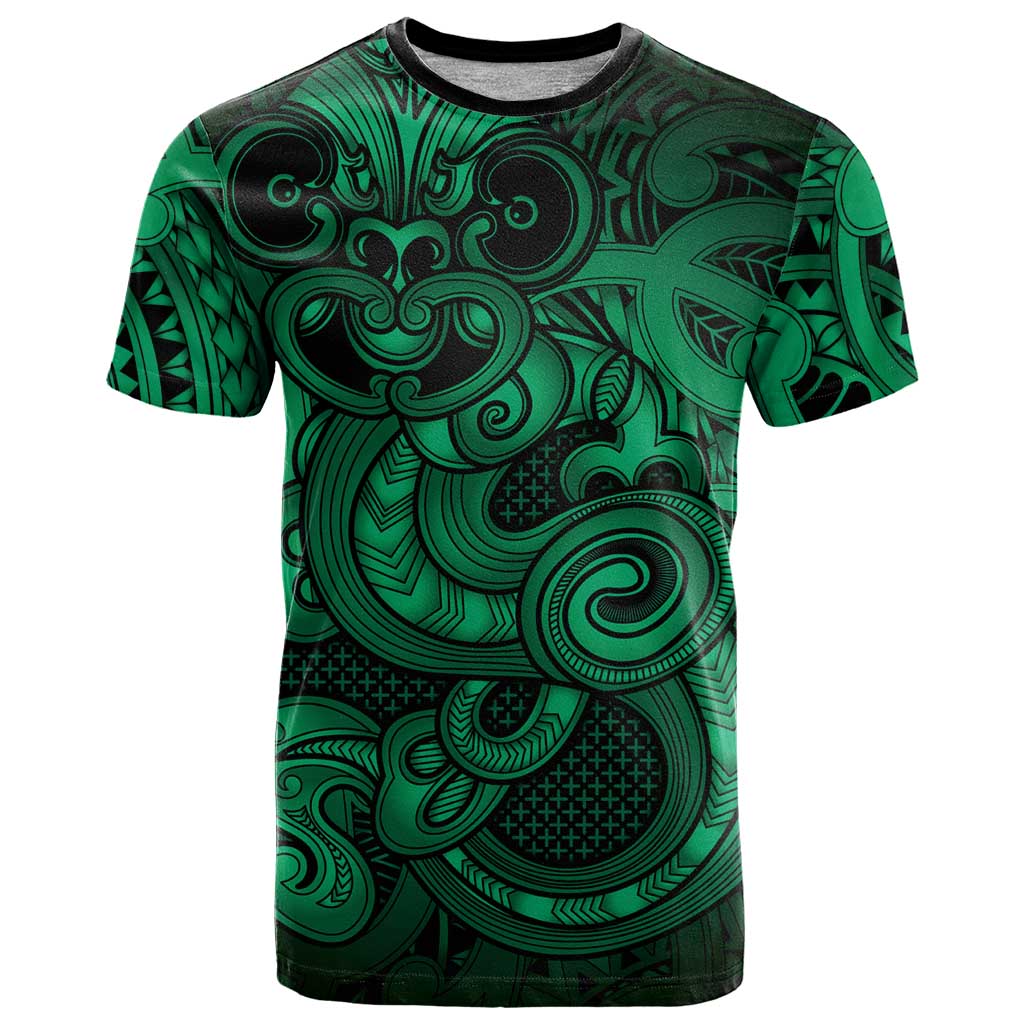Aotearoa Maori Hei Tiki T Shirt Kakariki Kowhaiwhai Puhoro Motif