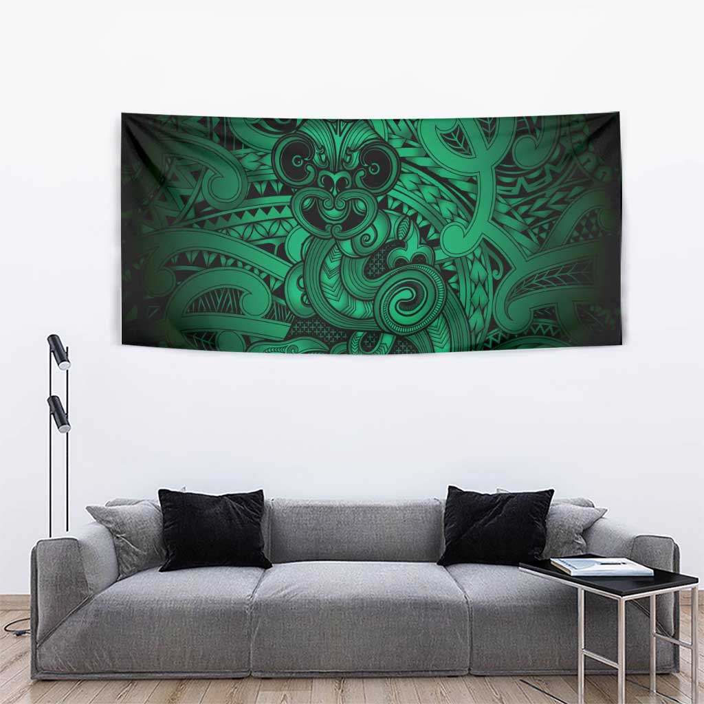 Aotearoa Maori Hei Tiki Tapestry Kakariki Kowhaiwhai Puhoro Motif