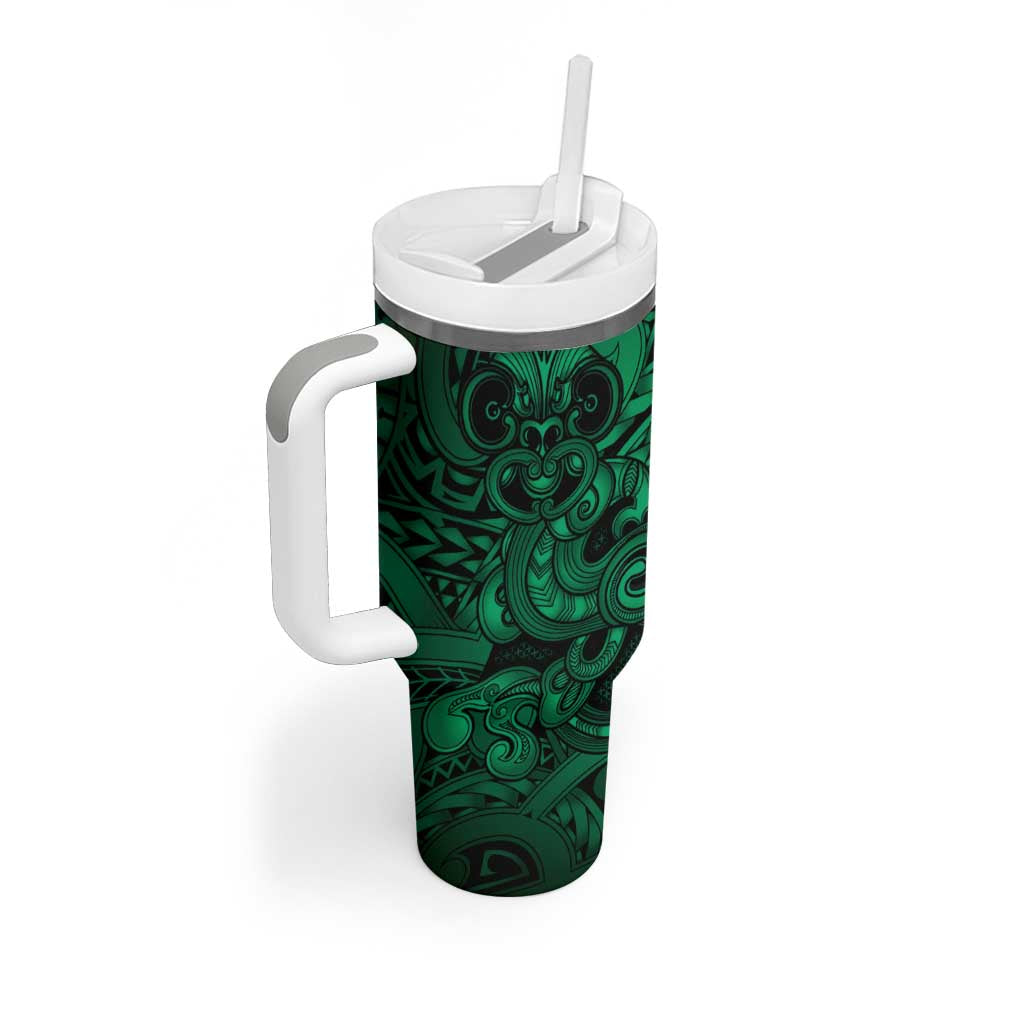 Aotearoa Maori Hei Tiki Tumbler With Handle Kakariki Kowhaiwhai Puhoro Motif