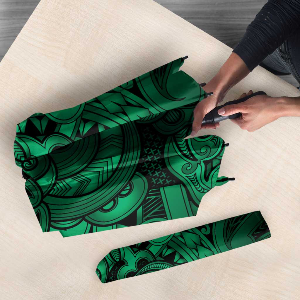 Aotearoa Maori Hei Tiki Umbrella Kakariki Kowhaiwhai Puhoro Motif