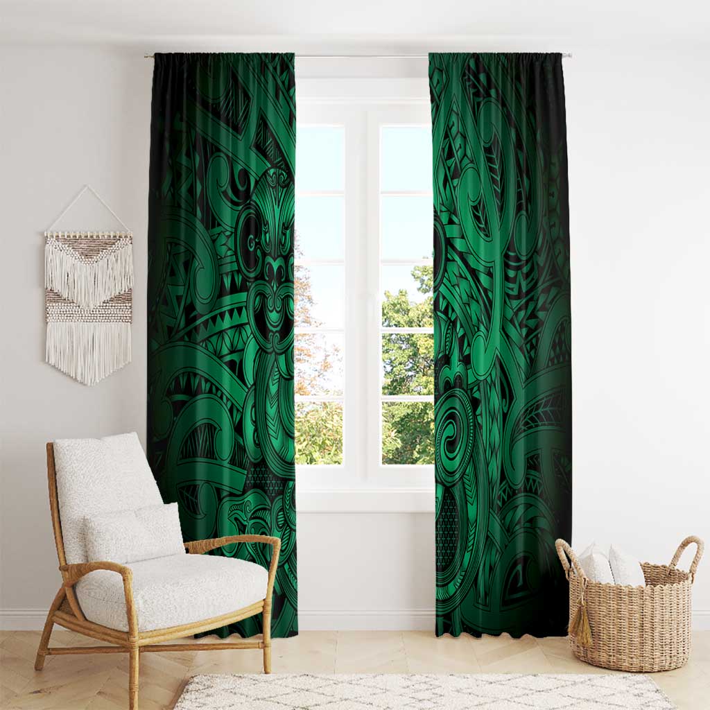 Aotearoa Maori Hei Tiki Window Curtain Kakariki Kowhaiwhai Puhoro Motif