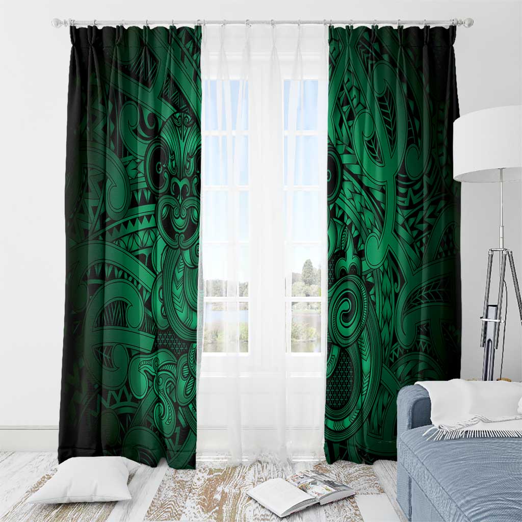 Aotearoa Maori Hei Tiki Window Curtain Kakariki Kowhaiwhai Puhoro Motif