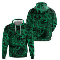 Aotearoa Maori Hei Tiki Zip Hoodie Kakariki Kowhaiwhai Puhoro Motif