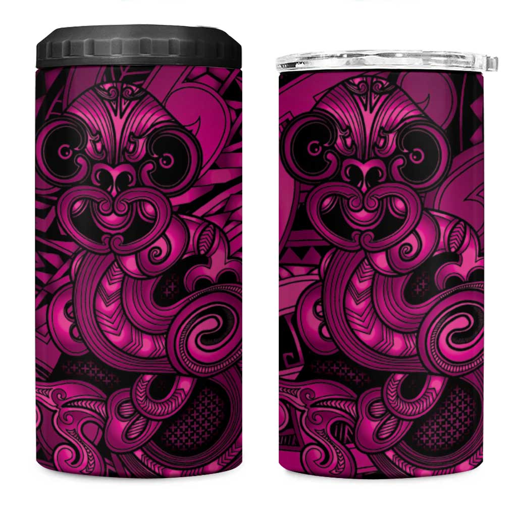 Aotearoa Maori Hei Tiki 4 in 1 Can Cooler Tumbler Mawhero Kowhaiwhai Puhoro Motif LT9 One Size: 16 oz Pink - Polynesian Pride