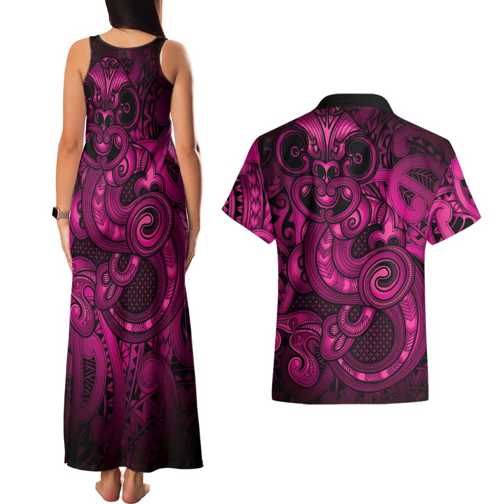 Aotearoa Maori Hei Tiki Couples Matching Tank Maxi Dress and Hawaiian Shirt Mawhero Kowhaiwhai Puhoro Motif LT9 - Polynesian Pride