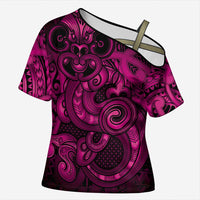 Aotearoa Maori Hei Tiki Cross Shoulder Shirt Mawhero Kowhaiwhai Puhoro Motif