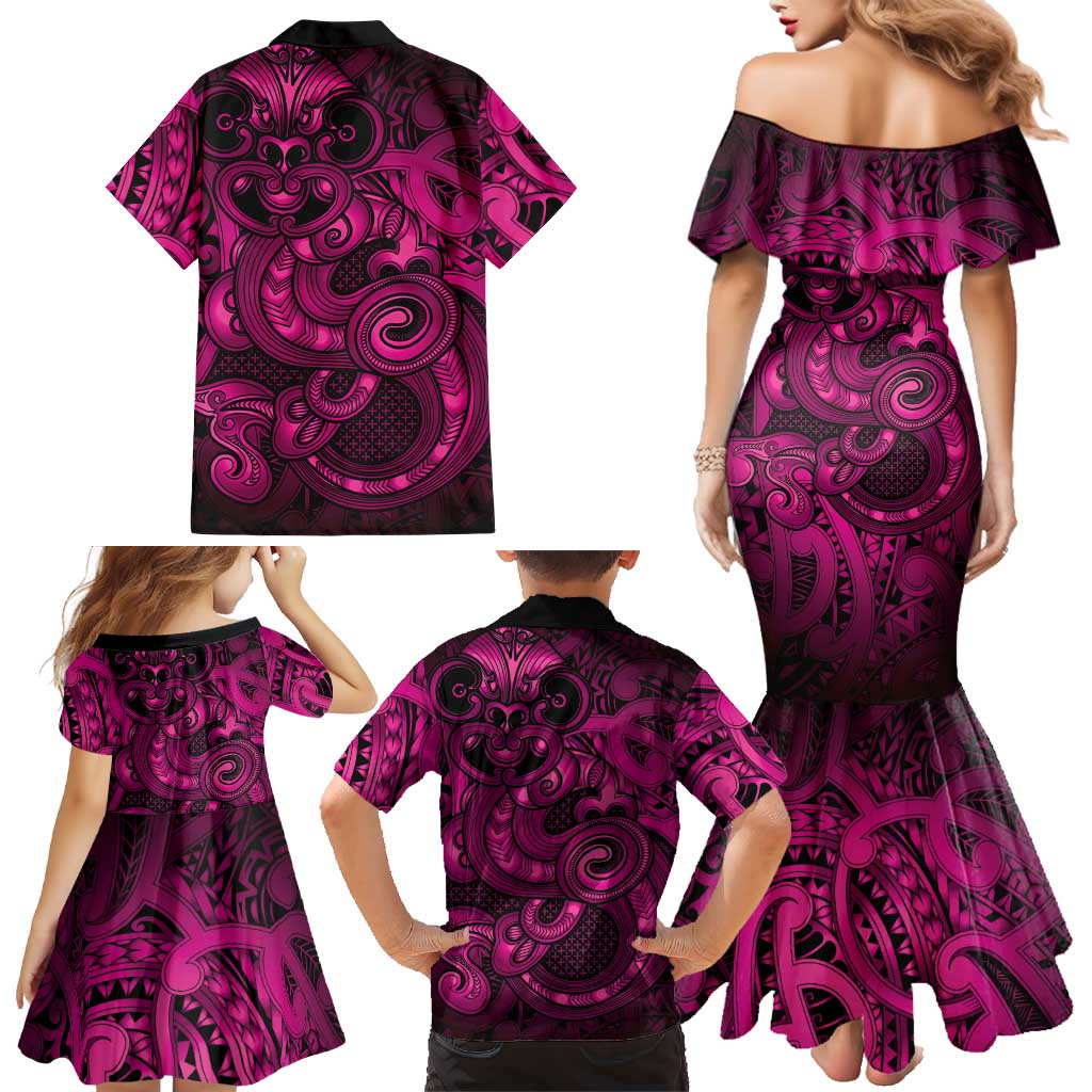 Aotearoa Maori Hei Tiki Family Matching Mermaid Dress and Hawaiian Shirt Mawhero Kowhaiwhai Puhoro Motif LT9 - Polynesian Pride