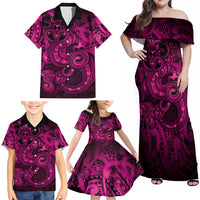 Aotearoa Maori Hei Tiki Family Matching Off Shoulder Maxi Dress and Hawaiian Shirt Mawhero Kowhaiwhai Puhoro Motif LT9 - Polynesian Pride
