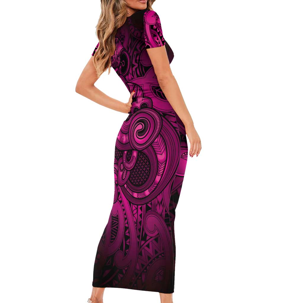 Aotearoa Maori Hei Tiki Family Matching Short Sleeve Bodycon Dress and Hawaiian Shirt Mawhero Kowhaiwhai Puhoro Motif LT9 - Polynesian Pride
