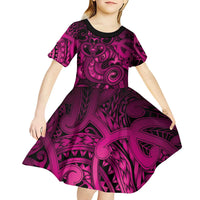 Aotearoa Maori Hei Tiki Kid Short Sleeve Dress Mawhero Kowhaiwhai Puhoro Motif LT9 - Polynesian Pride