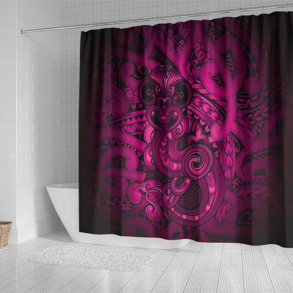 Aotearoa Maori Hei Tiki Shower Curtain Mawhero Kowhaiwhai Puhoro Motif
