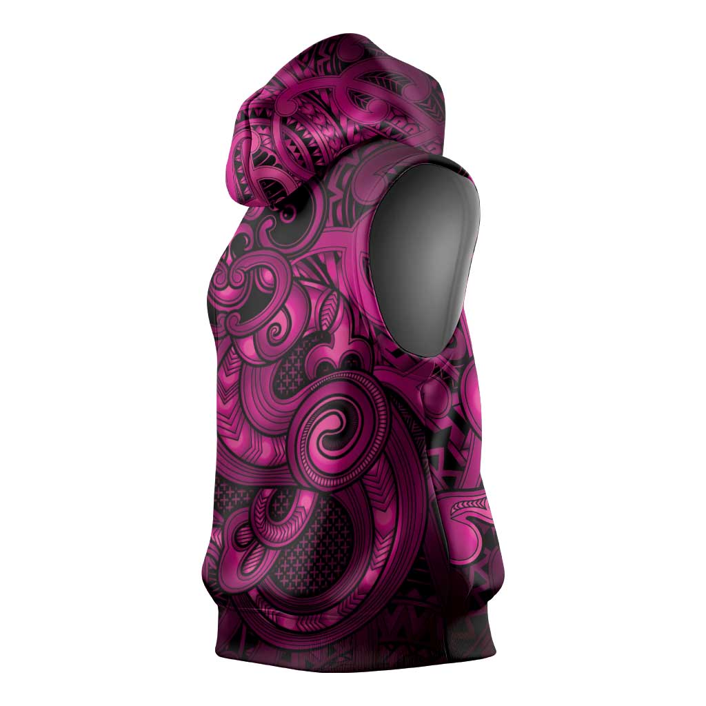 Aotearoa Maori Hei Tiki Sleeveless Hoodie Mawhero Kowhaiwhai Puhoro Motif LT9 - Polynesian Pride