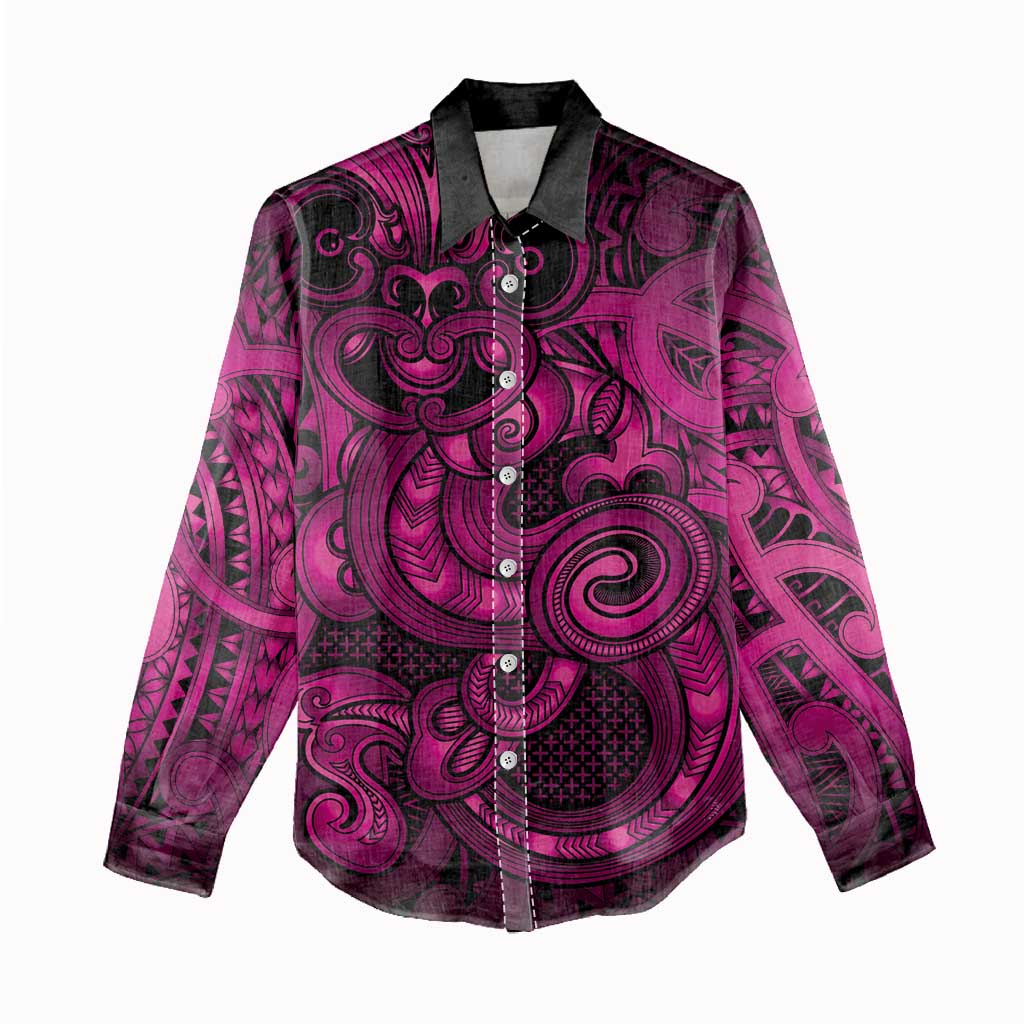 Aotearoa Maori Hei Tiki Women Casual Shirt Mawhero Kowhaiwhai Puhoro Motif LT9 - Polynesian Pride
