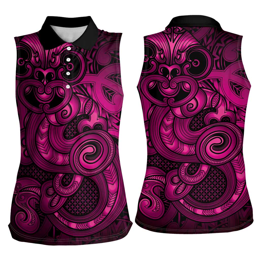 Aotearoa Maori Hei Tiki Women Sleeveless Polo Shirt Mawhero Kowhaiwhai Puhoro Motif LT9 - Polynesian Pride