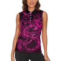 Aotearoa Maori Hei Tiki Women Sleeveless Polo Shirt Mawhero Kowhaiwhai Puhoro Motif LT9 - Polynesian Pride