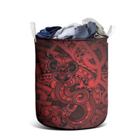 Aotearoa Maori Hei Tiki Laundry Basket Whero Kowhaiwhai Puhoro Motif
