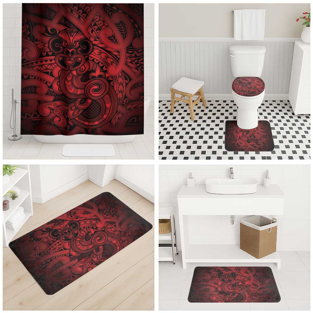 Aotearoa Maori Hei Tiki Bathroom Set Whero Kowhaiwhai Puhoro Motif