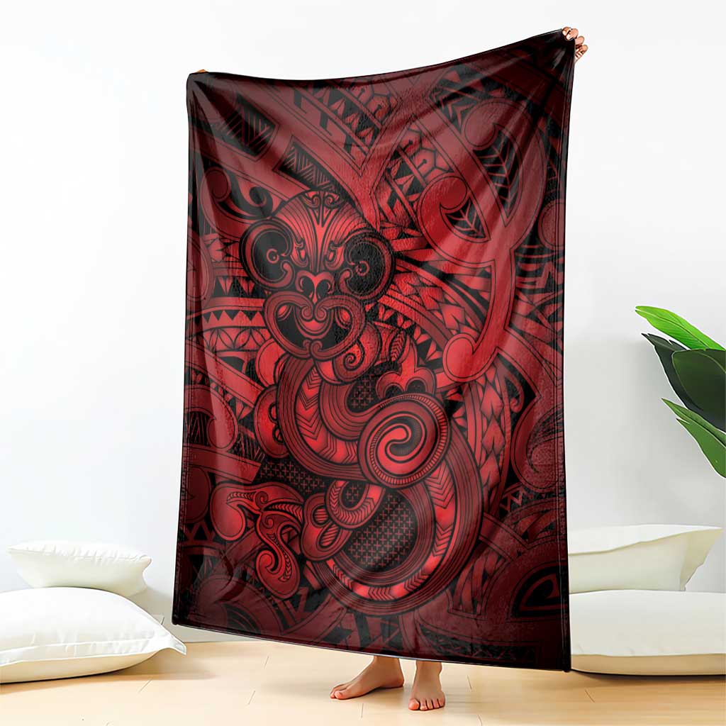 Aotearoa Maori Hei Tiki Blanket Whero Kowhaiwhai Puhoro Motif