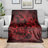 Aotearoa Maori Hei Tiki Blanket Whero Kowhaiwhai Puhoro Motif