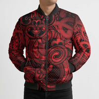Aotearoa Maori Hei Tiki Bomber Puffer Jacket Whero Kowhaiwhai Puhoro Motif