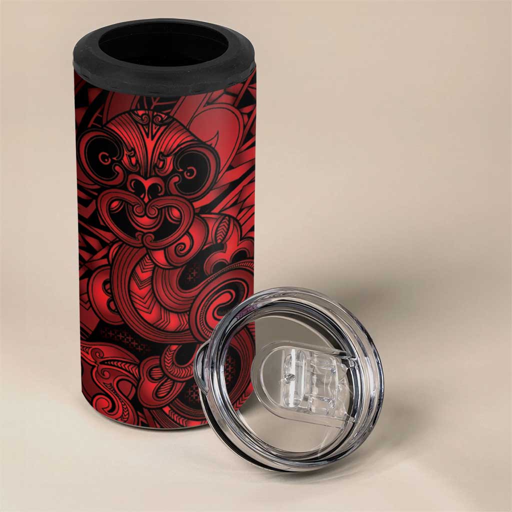 Aotearoa Maori Hei Tiki 4 in 1 Can Cooler Tumbler Whero Kowhaiwhai Puhoro Motif LT9 - Polynesian Pride