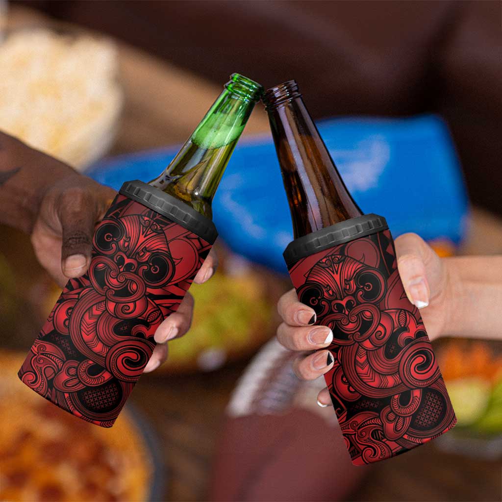Aotearoa Maori Hei Tiki 4 in 1 Can Cooler Tumbler Whero Kowhaiwhai Puhoro Motif LT9 - Polynesian Pride