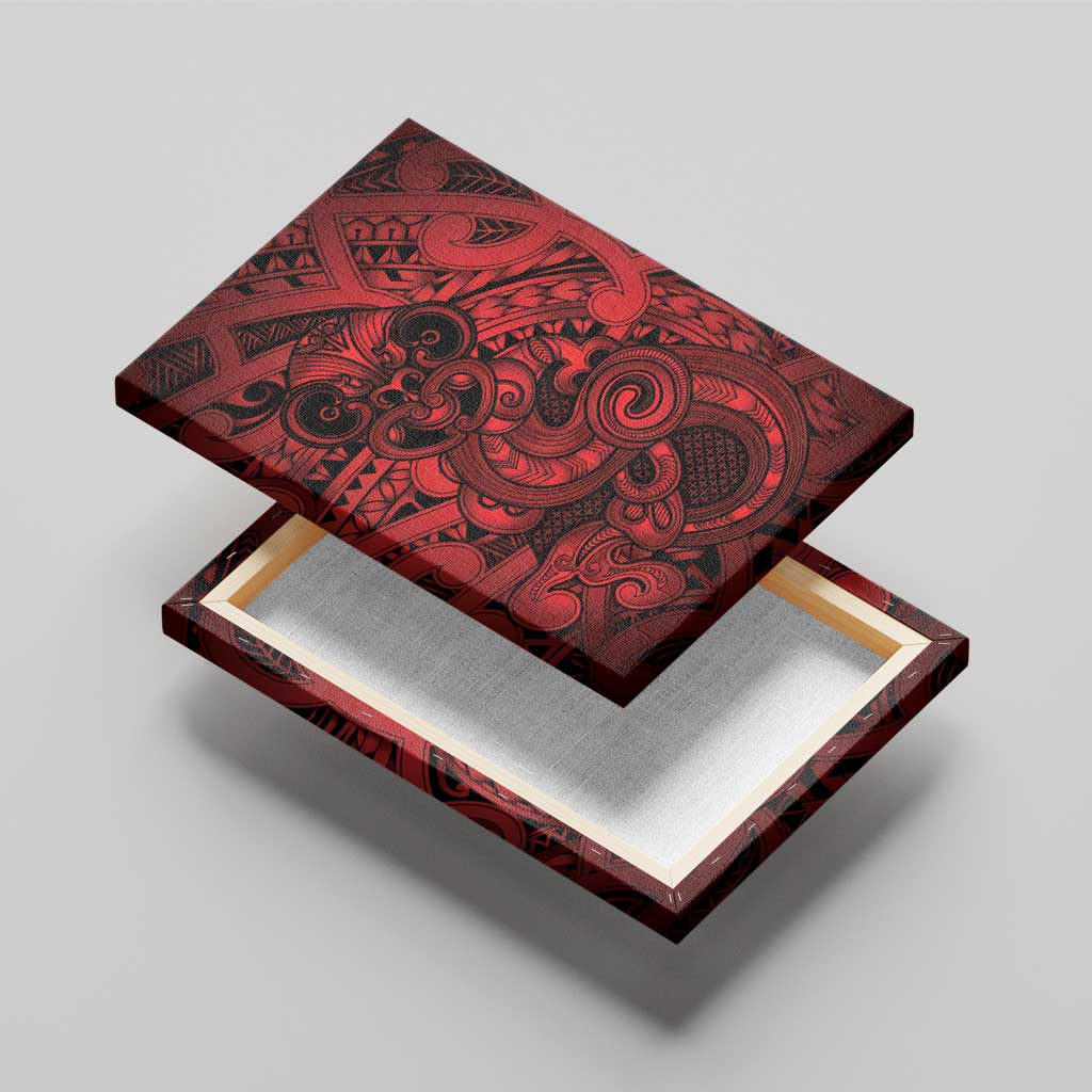 Aotearoa Maori Hei Tiki Canvas Wall Art Whero Kowhaiwhai Puhoro Motif